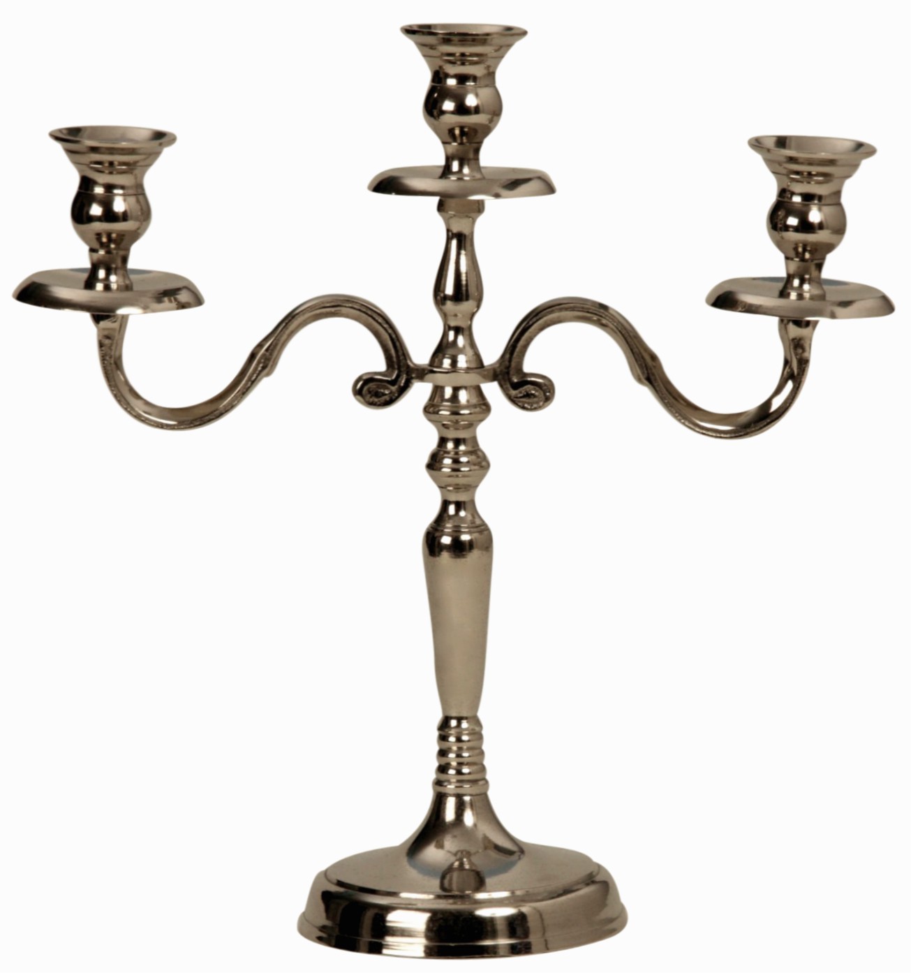 Kerzenleuchter Silber 31cm dreiflammig Metall Nickel Kerzenständer Antik Barock