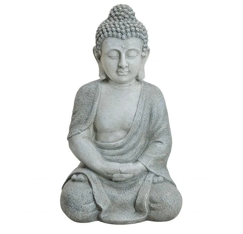 Buddha Grau 50cm Marmor Optik Figur Modell Mönch Buddhafigur Statue