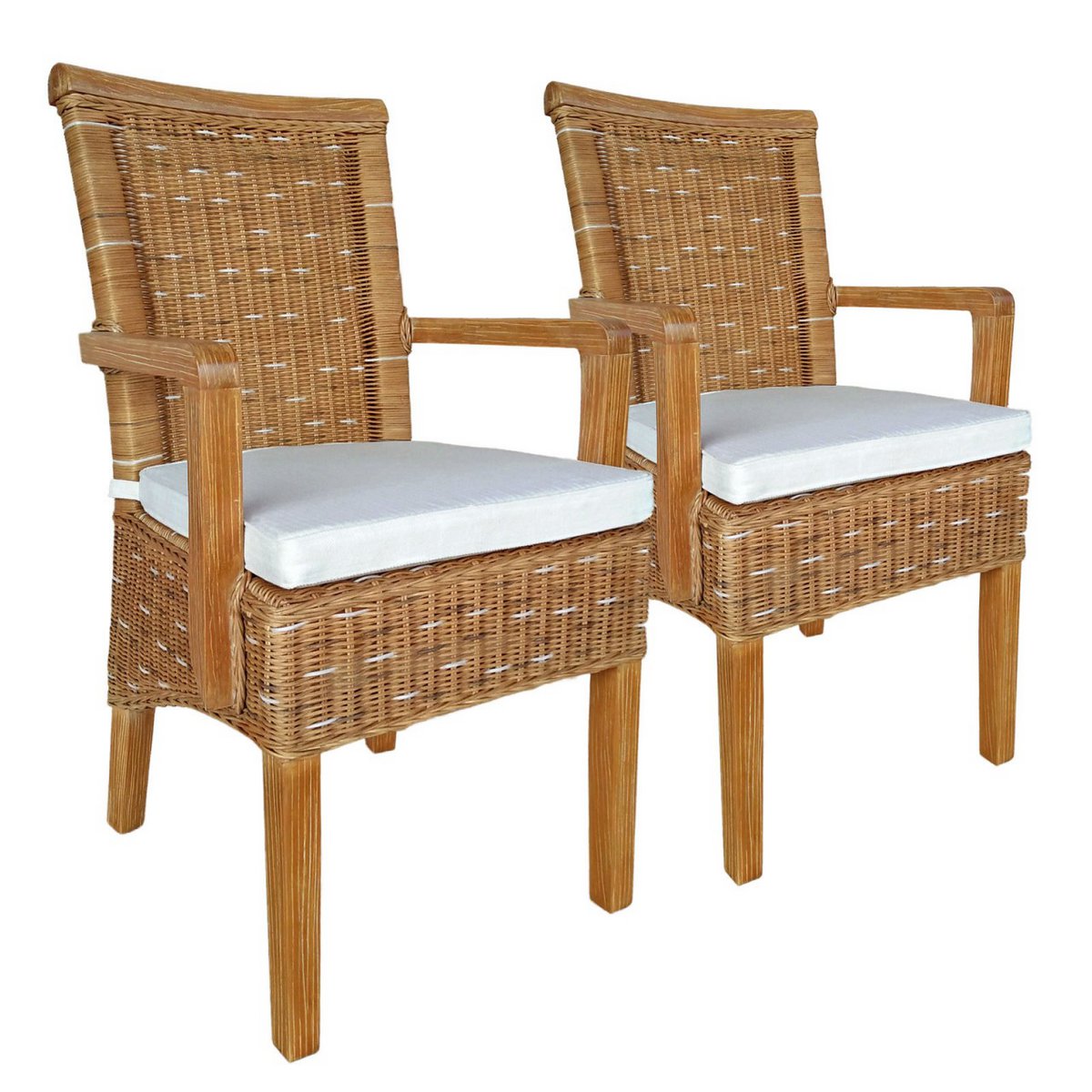 Esszimmer Stühle Set mit Armlehnen 2 Stück Rattanstuhl braun Perth