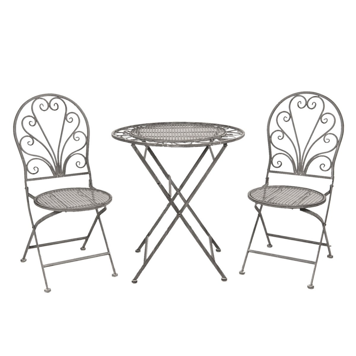 Tisch Set 2 Stühle Gartentisch Antik Grau Gartenstuhl Garten Stuhl Clayre Eef