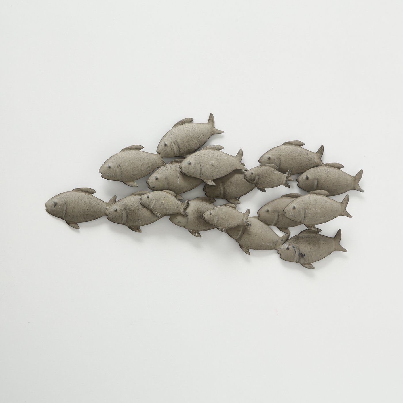 Wandbild Fischschwarm Guppy aus Eisen in Grau 62 x 35 cm Fische