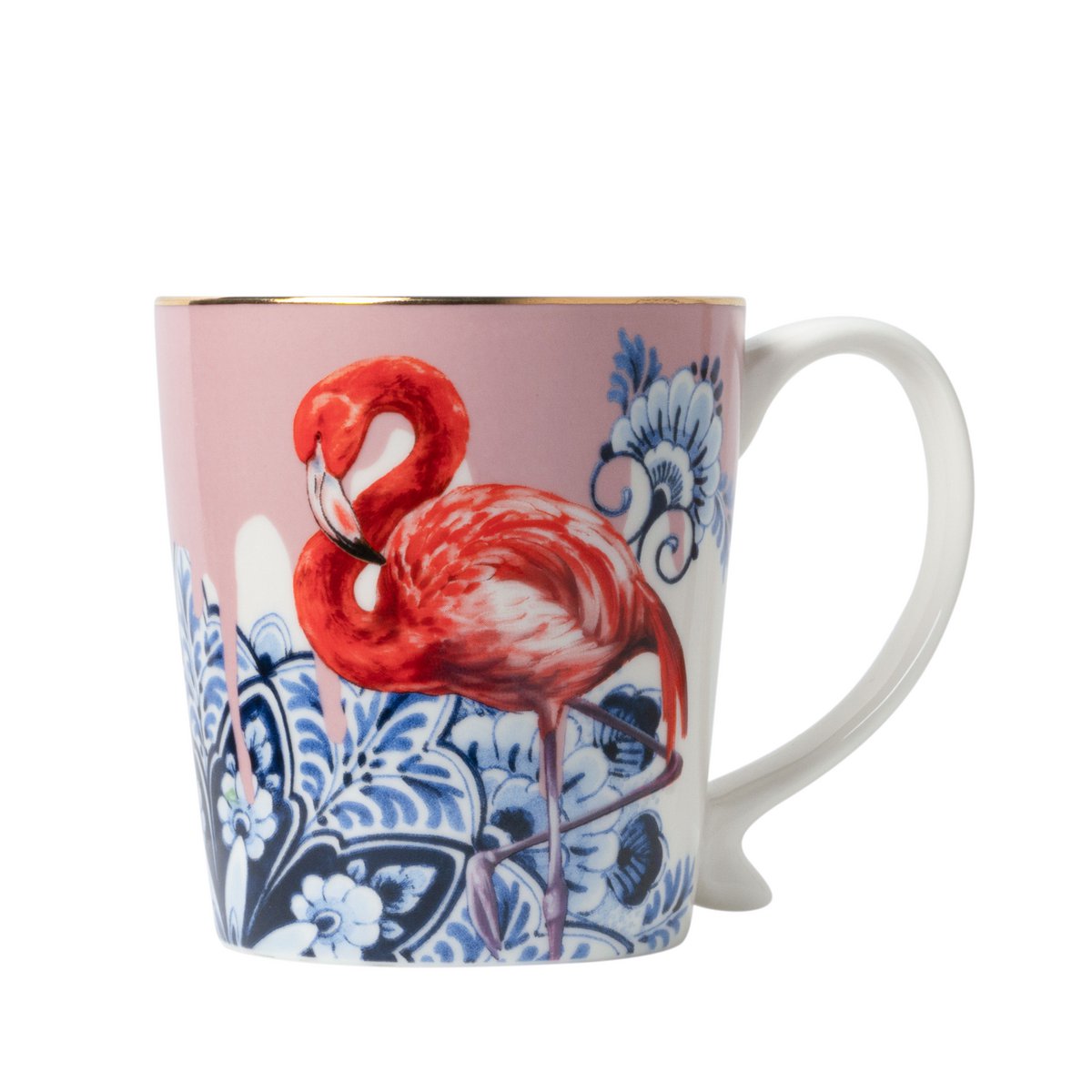 Edler Becher Flamingo Goldrand 0,3 L Heinen Delfts Vogel Kaffeebecher