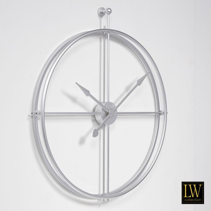 XL große Wanduhr 80cm Alberto Silber Metall Uhr Wand 
