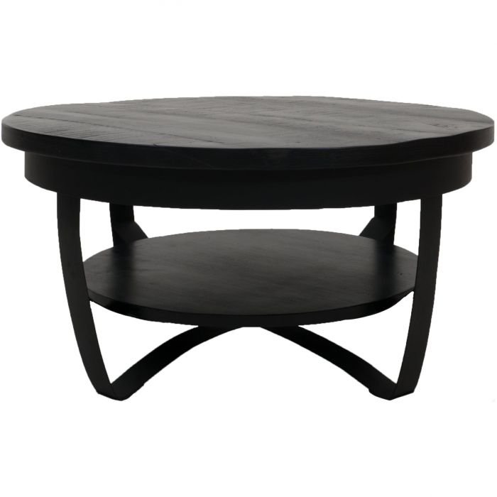 Couchtisch Cilamon - 90 cm - Schwarze Platte - Schwarze Basis Beistelltisch Sofatisch kleiner Tisch Couch