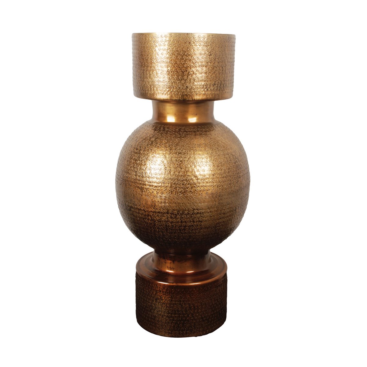 XL Vase Boab 80cm Bronze rund Braun Hammerschlag Dekovase Übertopf Blumentopf