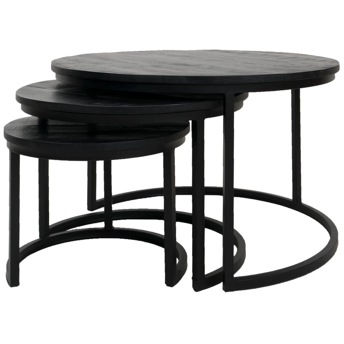 3er-Couchtisch-Set – Industrielles Couchtisch-Set Jan – schwarze Platte Beistelltisch Sofatisch kleiner Tisch Couch Home67