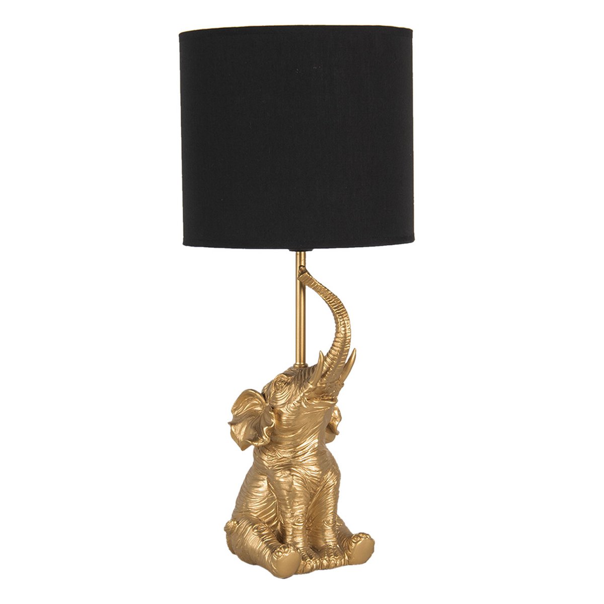 Tischleuchte Elefant Gold Schwarz Ø 20x46 cm Elephant Tischlampe Lampe Clayre & Eef