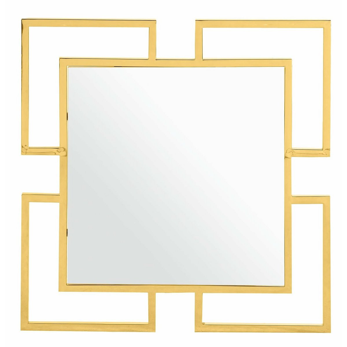 Wandspiegel Gold 80x80cm Chromrahmen Luxury Linving Spiegel Quadratisch