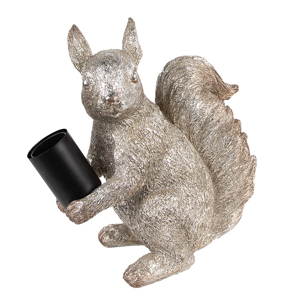 Tischleuchte Eichhörnchen Silber 24x12x25 cm E27/max 1x60W Tischlampe Lampe Clayre & Eef