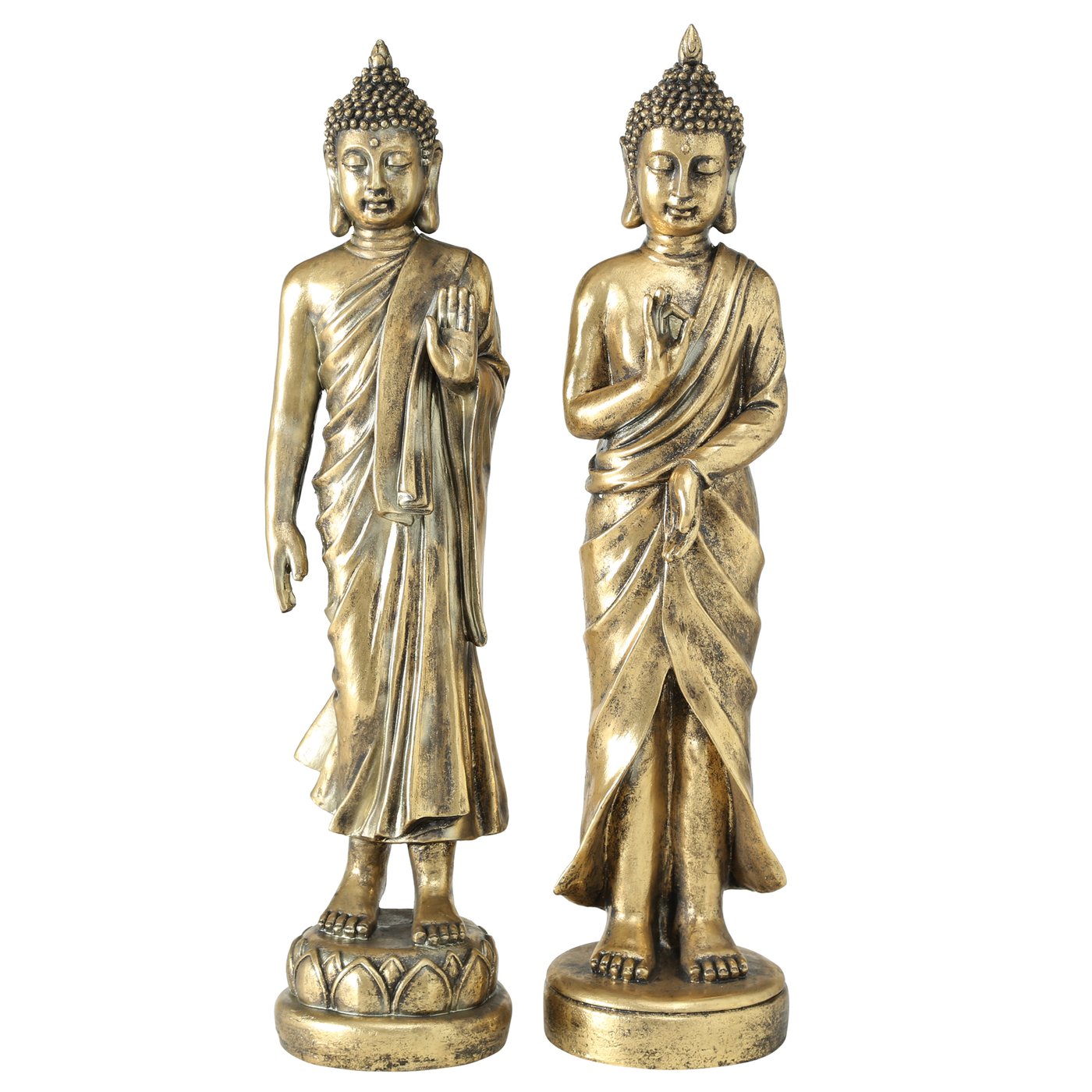 2er Set Buddha Limara Mönch Modell Figur H82cm Gold Indien Yoga Asien