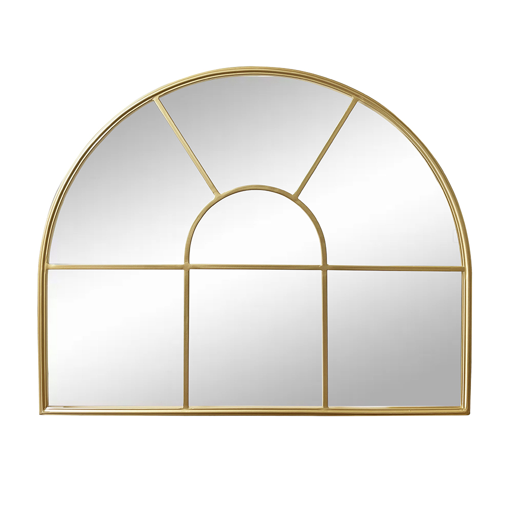 Edler Wandspiegel Fenster Gold 81cm halbrund Spiegel Fensterspiegel Streben