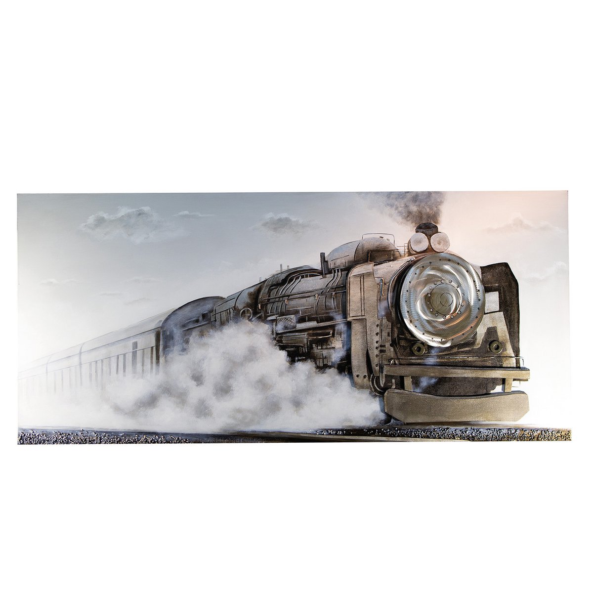 Gilde Wandbild Aluminium Leinen 3D Bild Train 180x80cm Zug Gemälde