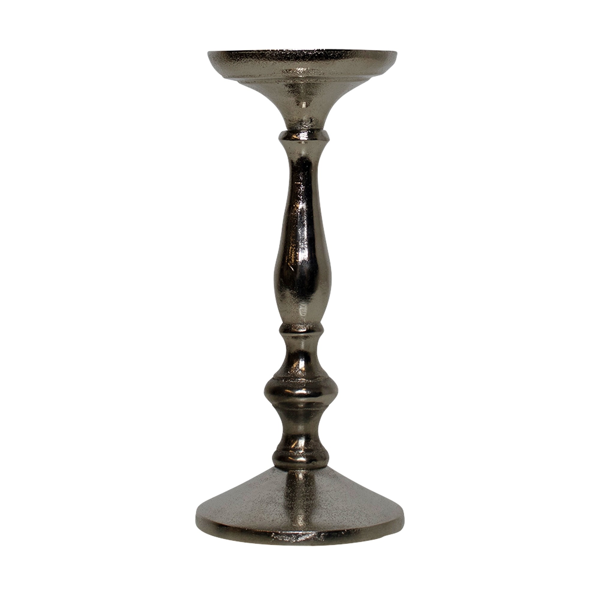 Kerzenleuchter Silber 22cm einflammig Metall Stumpenkerze Kerzenständer Antik Barock