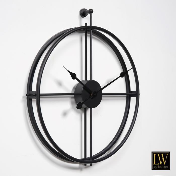 Wanduhr 52cm Alberto Schwarz Metall Uhr Wand 