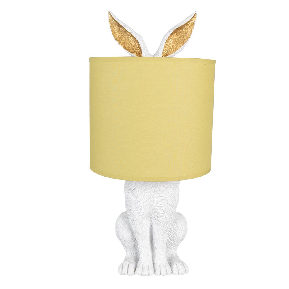 Tischlampe Hase Weiß Gelb Schirm Lampe Tier Tischleuchte