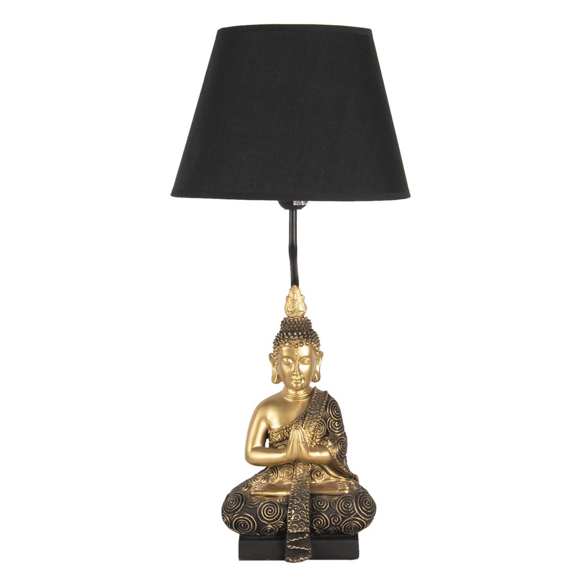 Tischleuchte Buddha Gold Schwarz Ø 28x60 cm Tischlampe Lampe Clayre & Eef