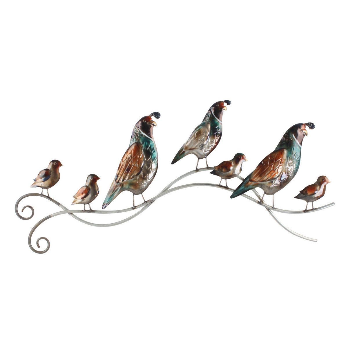 Sieben in einer Reihe – 81x35 cm Wanddeko Vögel Wandbild Metall Wand Dekoration 3D Artishoque