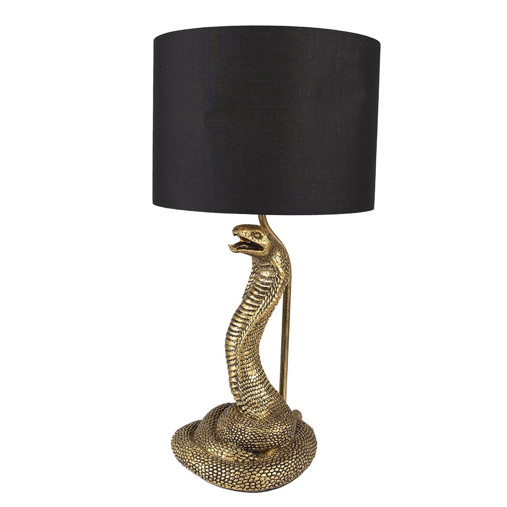 Tischleuchte Schlange Gold Schwarz Ø 26x48 cm Cobra Tischlampe Lampe Clayre & Eef