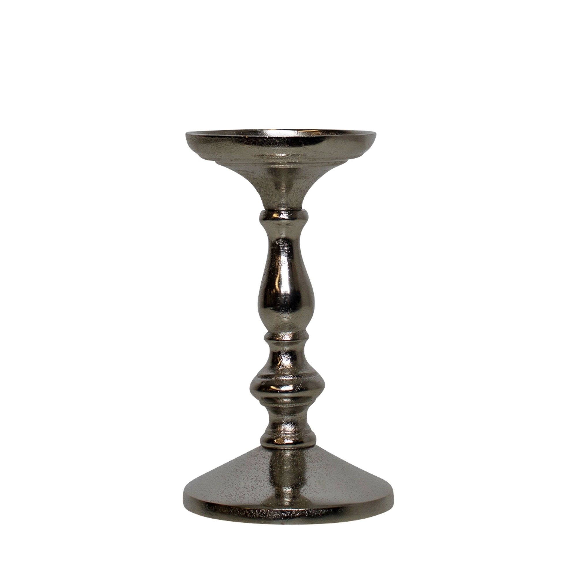 Kerzenleuchter Silber 17cm einflammig Metall Stumpenkerze Kerzenständer Antik Barock