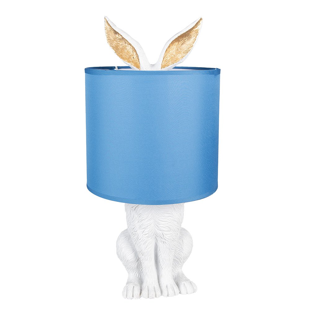 Tischlampe Hase Weiß Blau Schirm Lampe Tier Tischleuchte