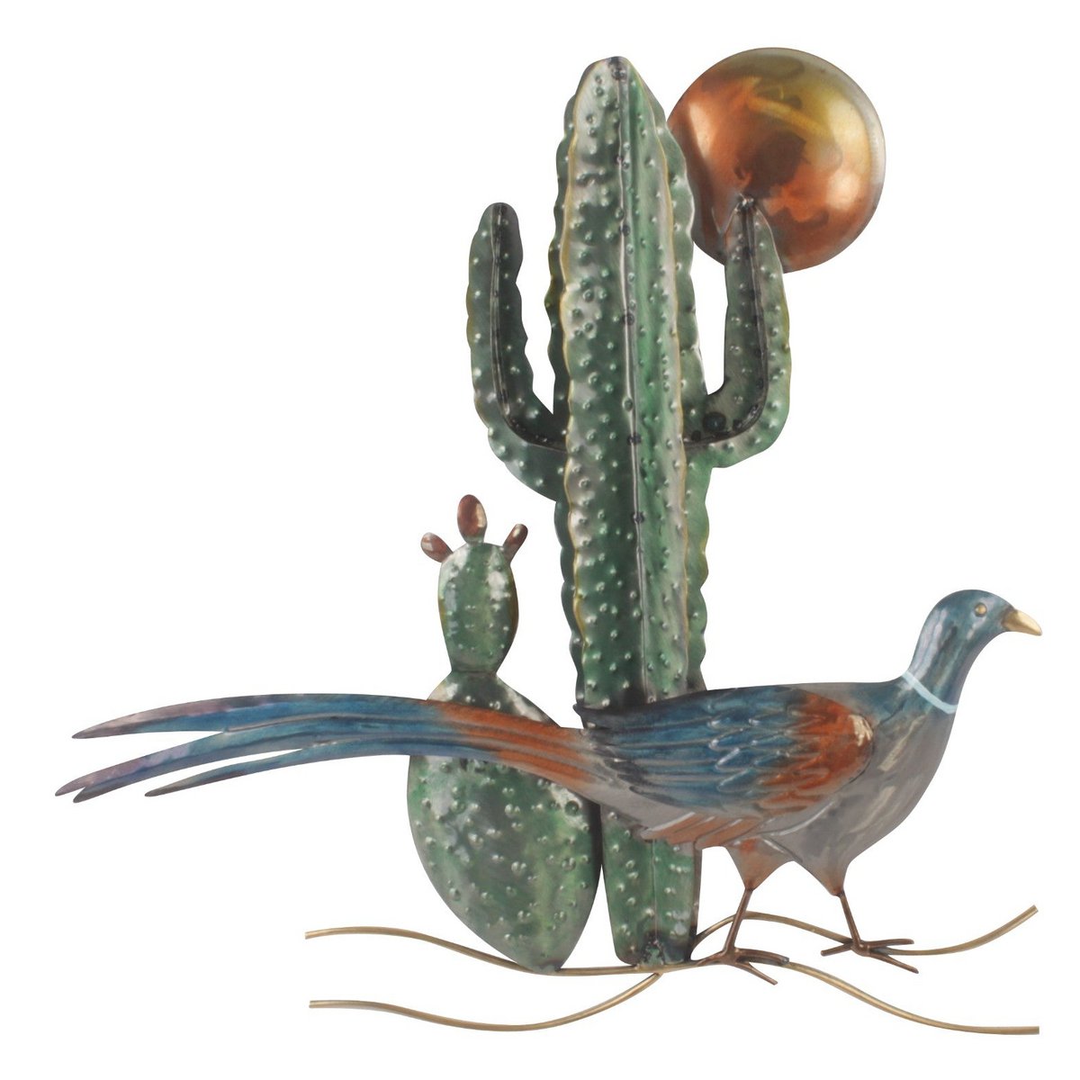 Für den Kaktus - 49x52 cm Wanddeko Wüste Vögel Wandbild Metall Wand Dekoration 3D Artishoque