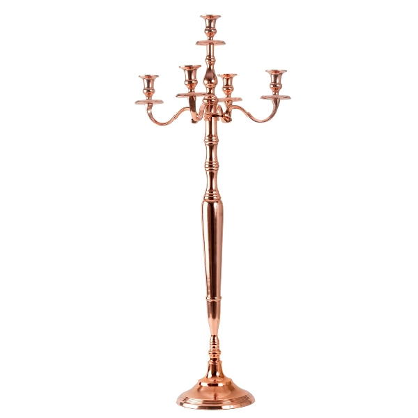 Edler Kerzenleuchter Rosé Gold 100cm Rosegold Metall Kerzenständer Antik Barock