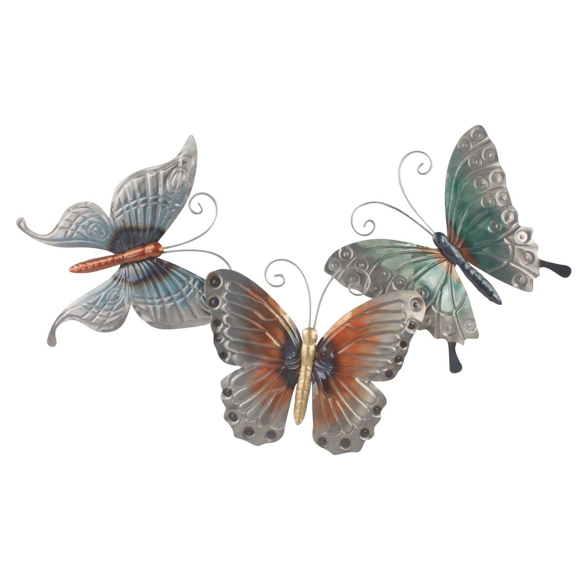 Drei Schmetterlinge - 88x52 cm Wanddeko Wandbild Metall Wand Dekoration 3D Artishoque