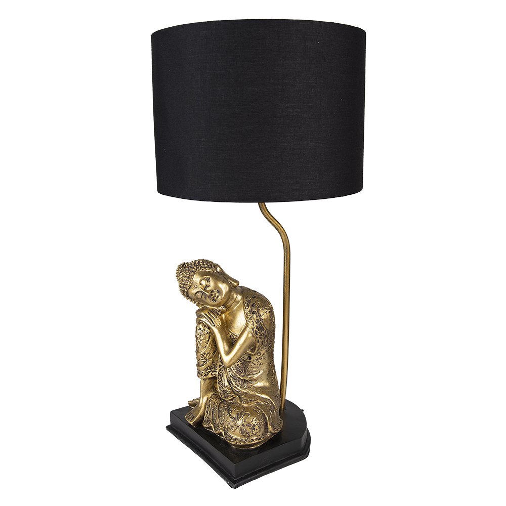 Tischleuchte Buddha Gold Schwarz Ø 26x54 cm Tischlampe Lampe Clayre & Eef