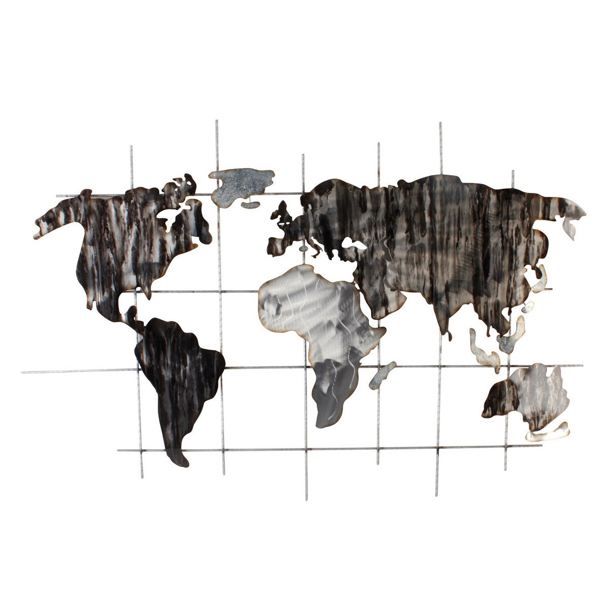 Weltkarte – 106 x 70 cm Wanddeko Welt Globus Wandbild Metall Wand Dekoration 3D Artishoque