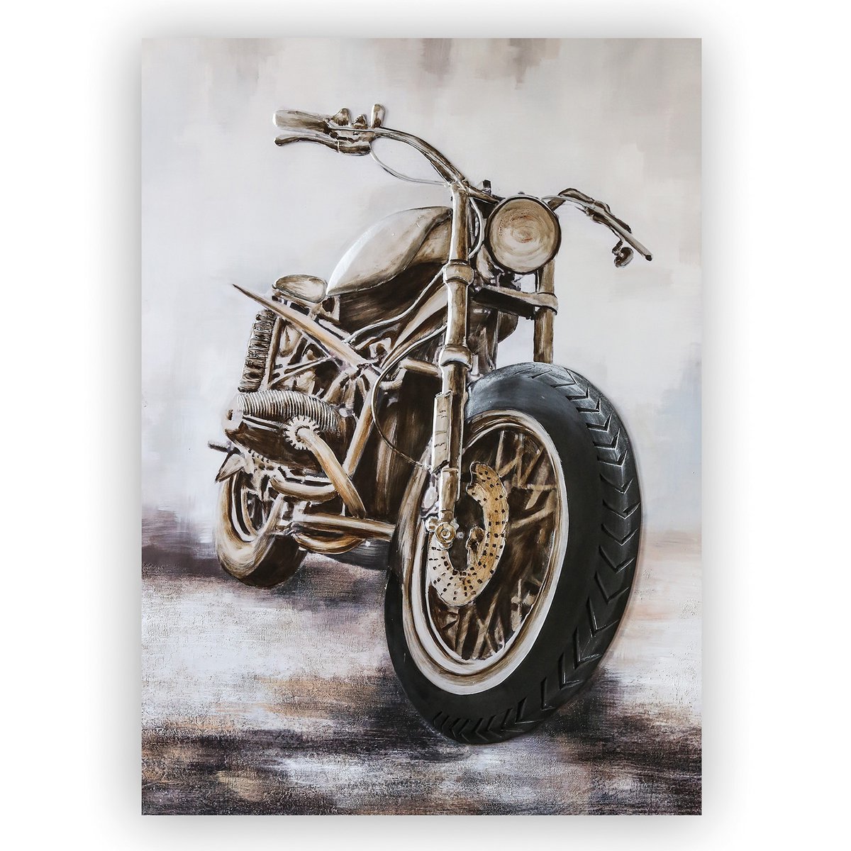 Gilde Wandbild Aluminium Leinen 3D Bild Custombike Leinwand 110x150 Motorrad Gemälde