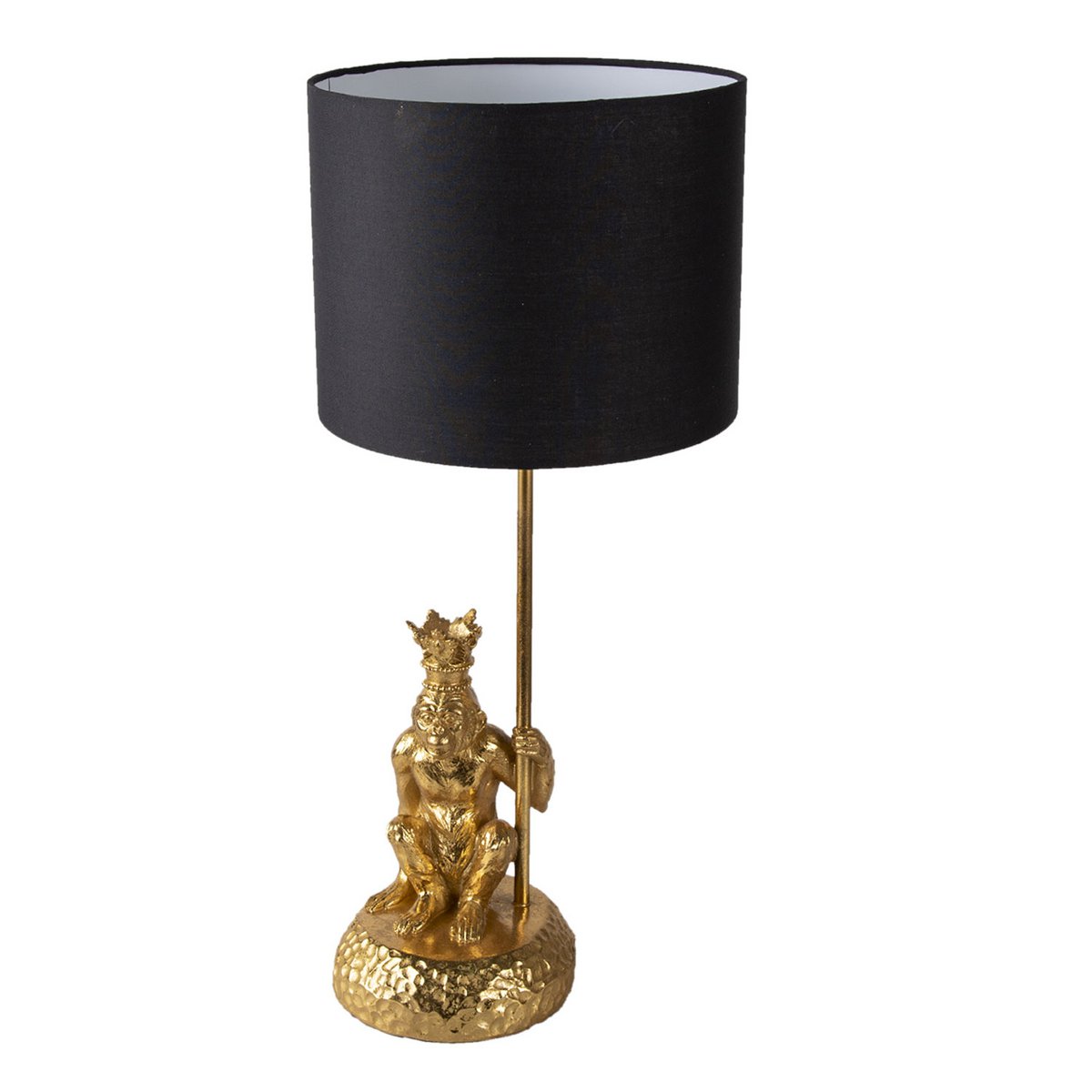 Schreibtischlampe Affe Gold Schwarz Ø 23x45 cm Tischleuchte Tischlampe Lampe Clayre & Eef