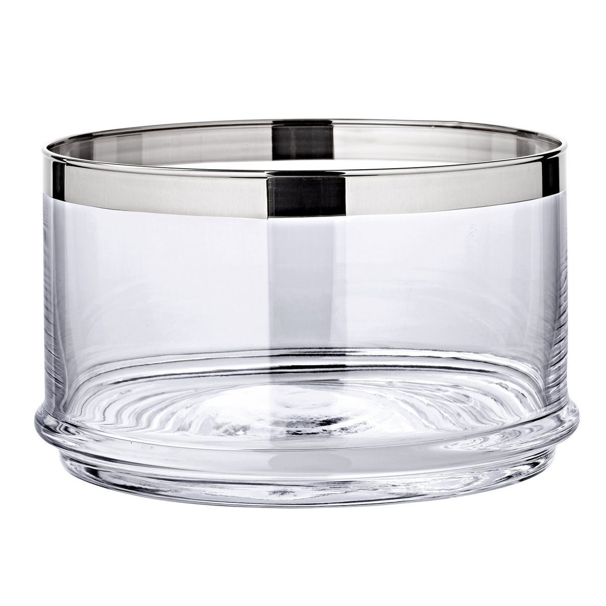 EDZARD Glasdose Vigo, mundgeblasenes Kristallglas mit Platinrand, ø 19 cm, Höhe 12 cm