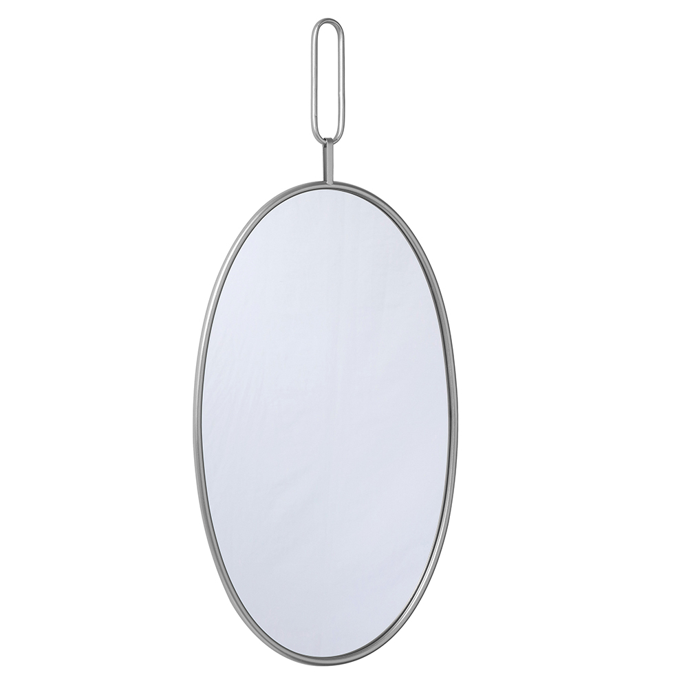Edler Wandspiegel Oval Silber 96cm Öse Haken rund Spiegel 