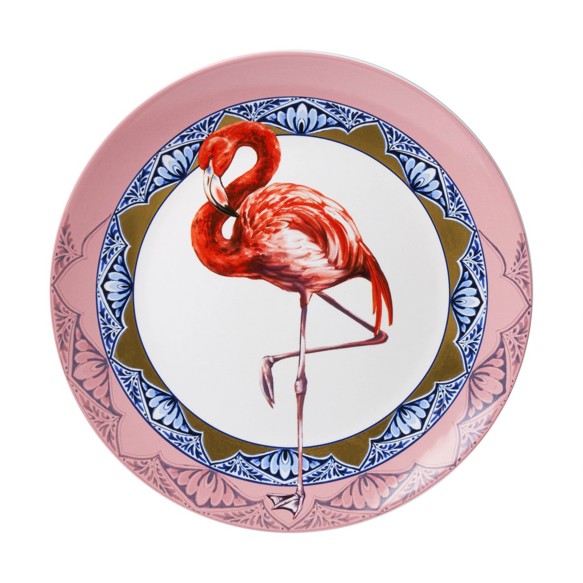Edler Wandteller Flamingo Rosa 32cm Heinen Delfts Vogel Wand Teller Dekoration