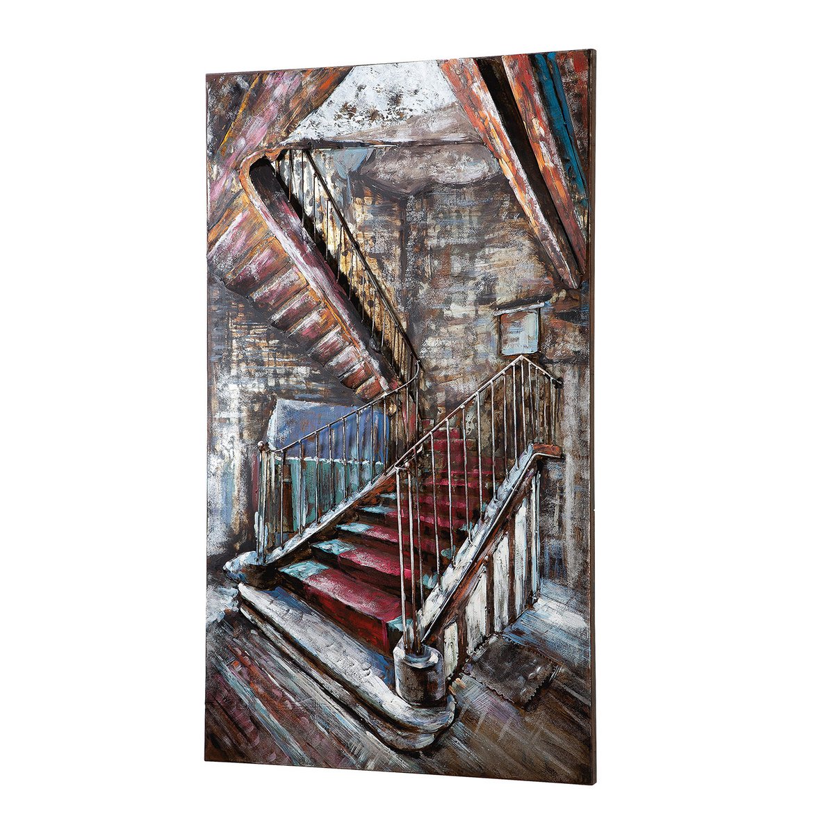 Gilde Wandbild Metall Bild Mysterious Staircase 120 x70cm Treppe Gemälde