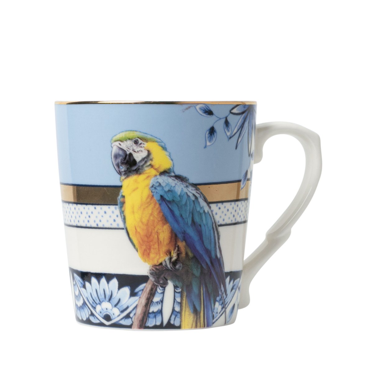 Edler Becher Papagei Goldrand 0,3 L Heinen Delfts Vogel Kaffeebecher Tasse