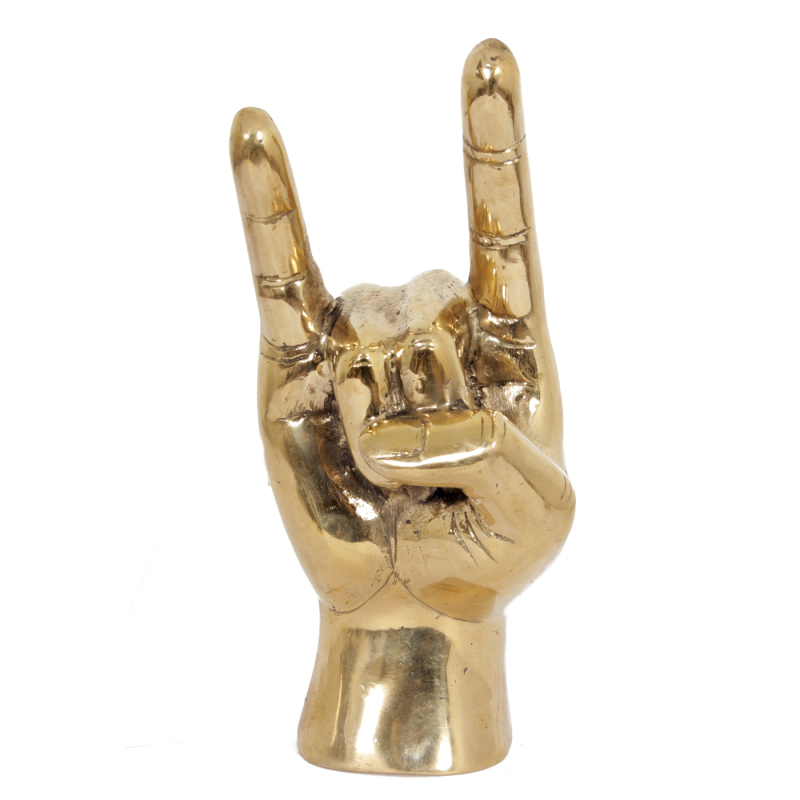 Hand Rock On Modell Messing Gold Finger Figur Skulptur Pole to Pole