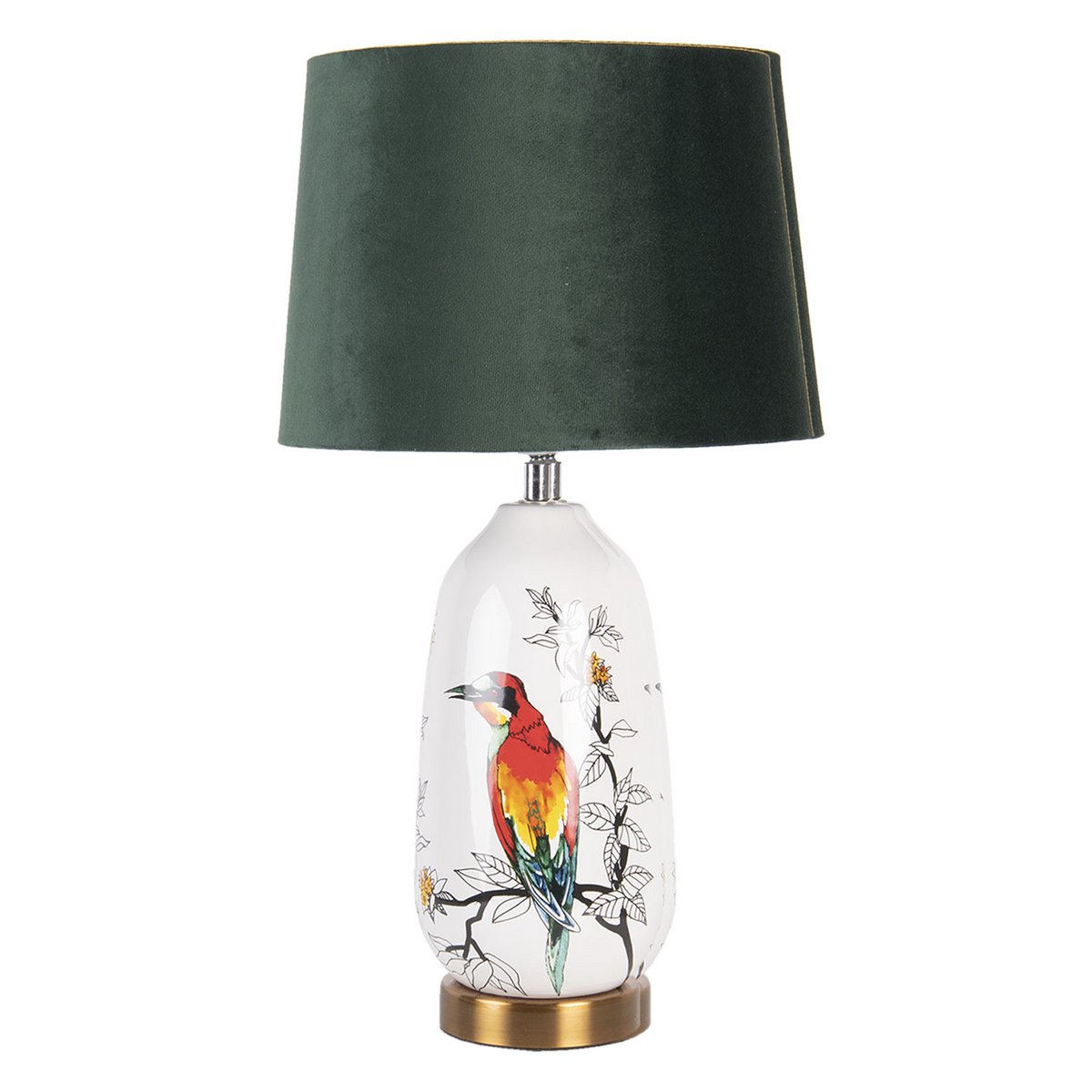 Tischleuchte Papagei Weiß Grün Ø 28x50 cm Tischlampe Lampe Clayre & Eef