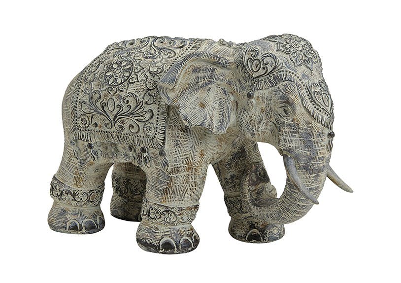 XL indischer Elefant 40cm Grau Stein Optik Indien Afrika Figur Elephant Modell