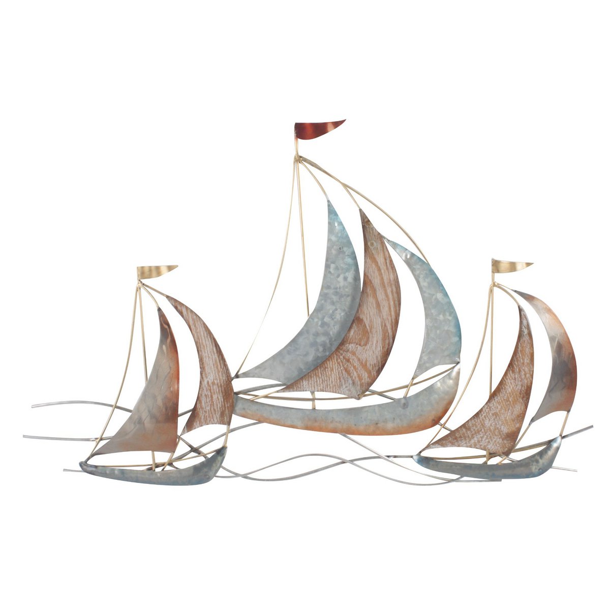 Vor dem Wind 66 cm Wanddeko Segelboote Boote Wandbild Metall Wand Dekoration 3D Artishoque