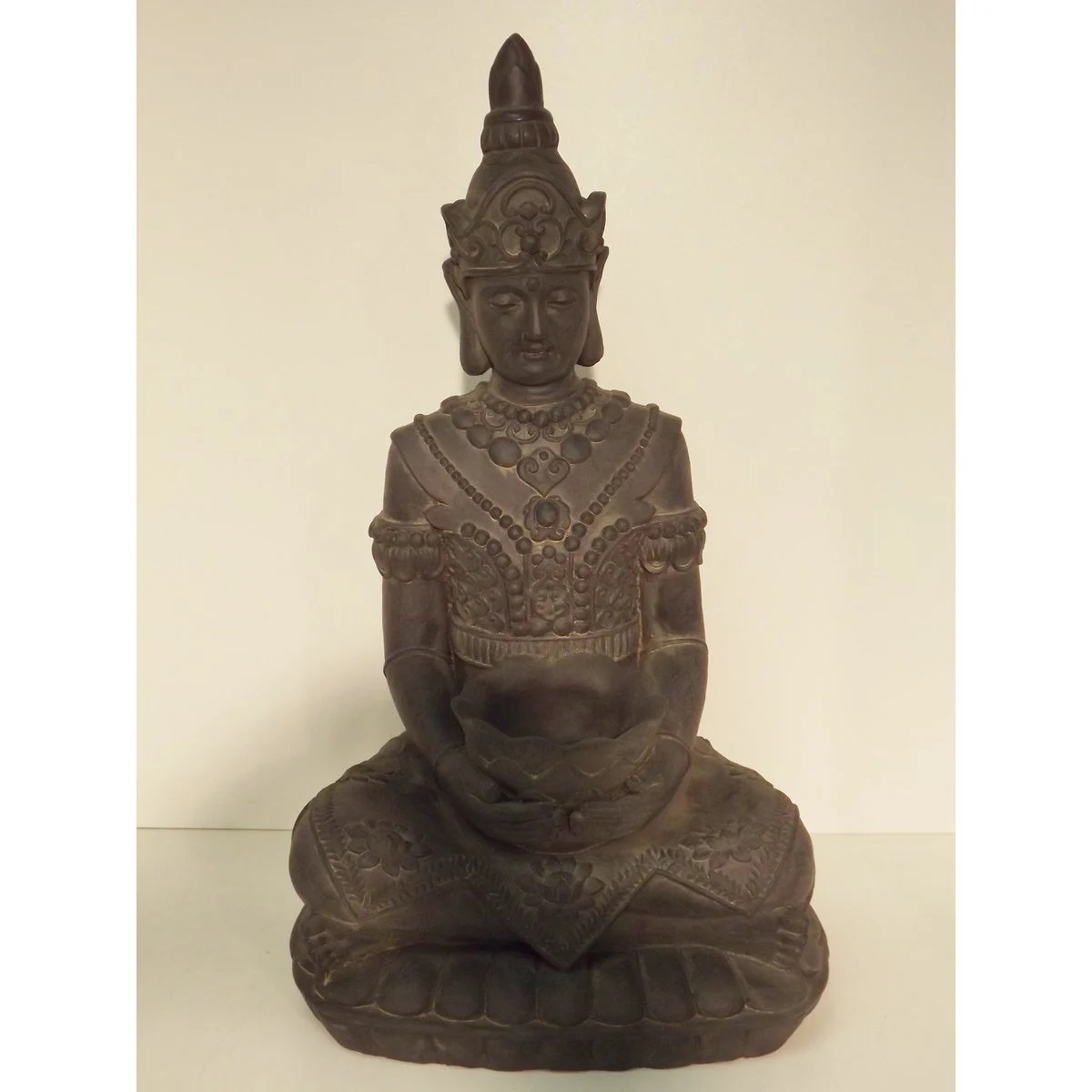 XL Buddha Braun Grau 67cm Figur Modell Mönch Buddhafigur Statue