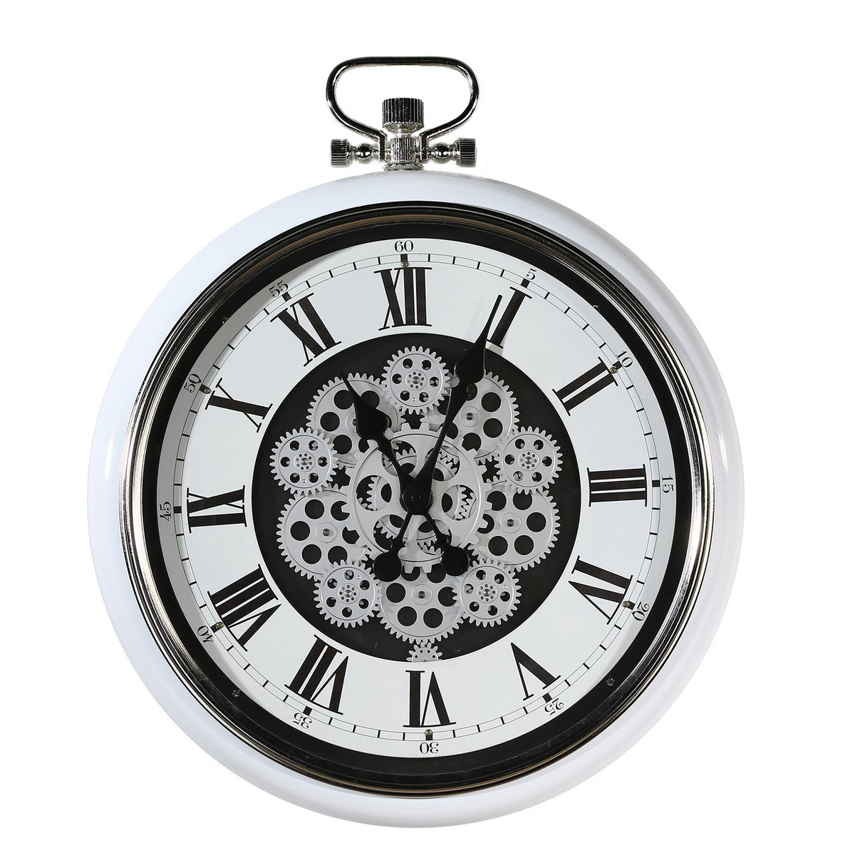 Gilde Uhr Glas Metall Wanduhr Origin weiß silber 62cm