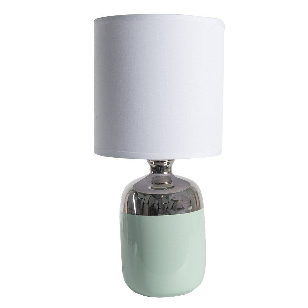 Tischleuchte Weiß, Silber, Grün Ø 15x33 cm E27/max 1x60W Tischlampe Lampe Clayre & Eef