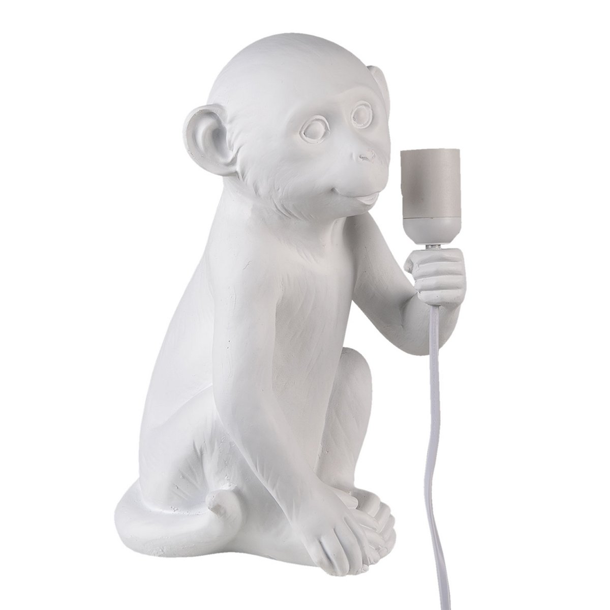 Tischleuchte Affe Weiß 21x19x34 cm Tischlampe Lampe Clayre & Eef