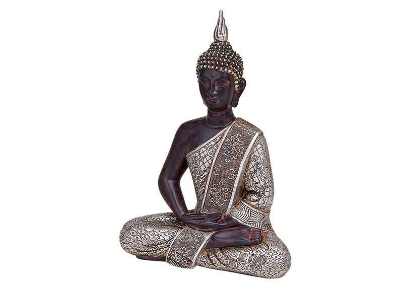 Buddha 30cm Silber Antik Figur Modell Braun Mönch Buddhafigur Statue