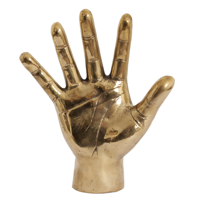 Hand High Five Modell Messing Gold Finger Figur Skulptur Pole to Pole