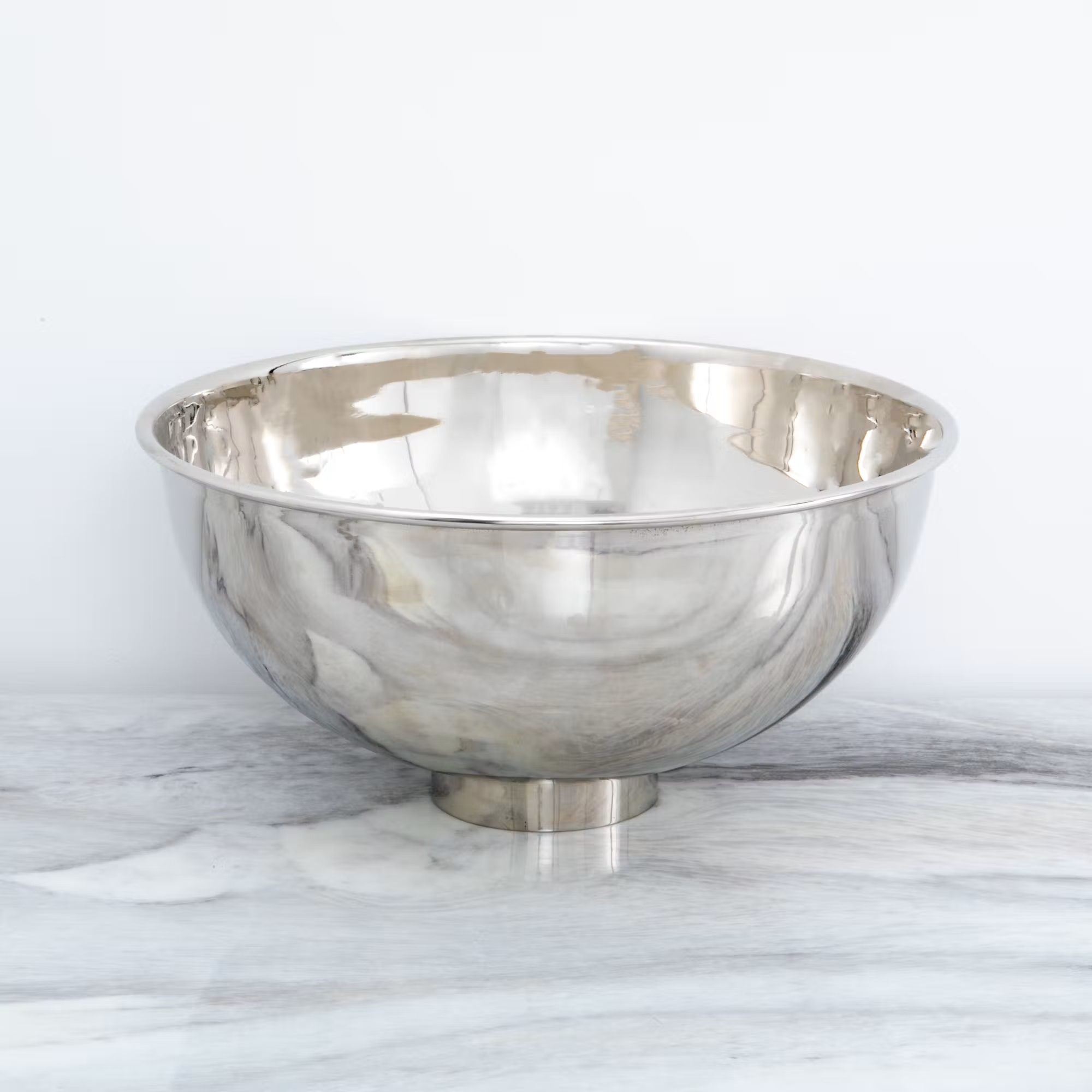 Edle Schale Silber auf Fuß Obstschale Chrom Vase Aluminium