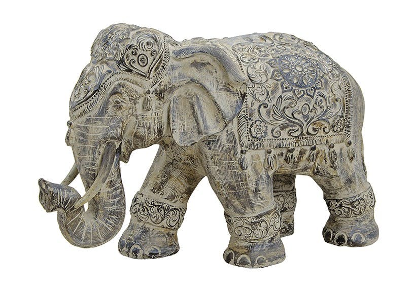 XXL indischer Elefant 50cm Grau Stein Optik Indien Afrika Figur Elephant Modell