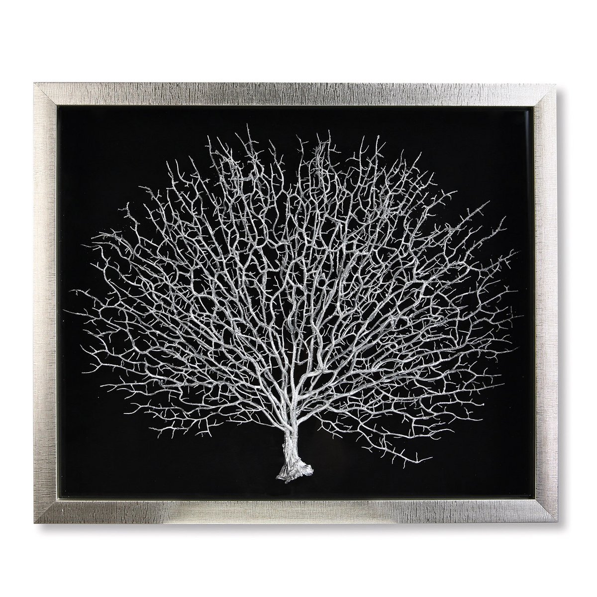Wandbild Gilde Lebensbaum 60x50cm Glas Bild Silber Baum Wandobjekt 3D