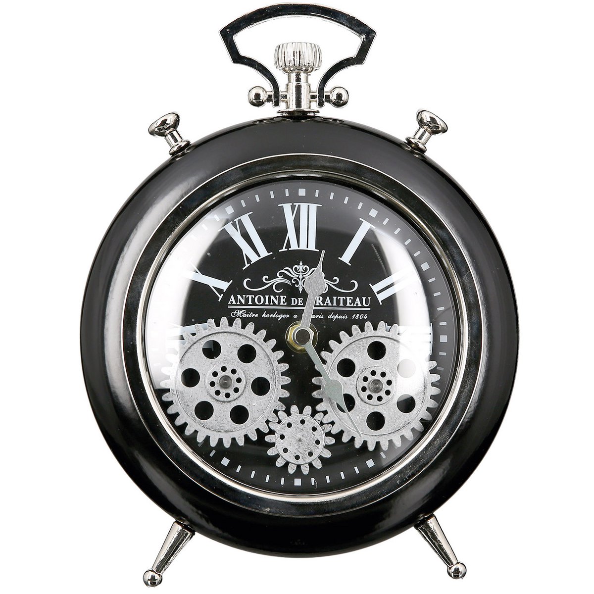 Gilde Uhr Glas Metall Uhr Modell Transmission  schwarz silber